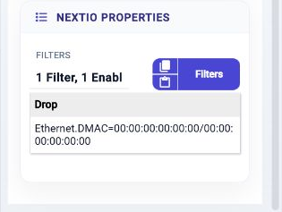 Port Egress Filter properties panel in the NextIO Service Editor